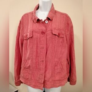Linden Hill 100% Linen Coral Rose Pink Lightweight Jacket Women's  Size XXLarge